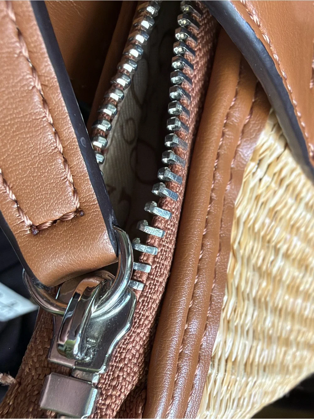GUESS Brown and Tan Woven Crossbody Mini Purse